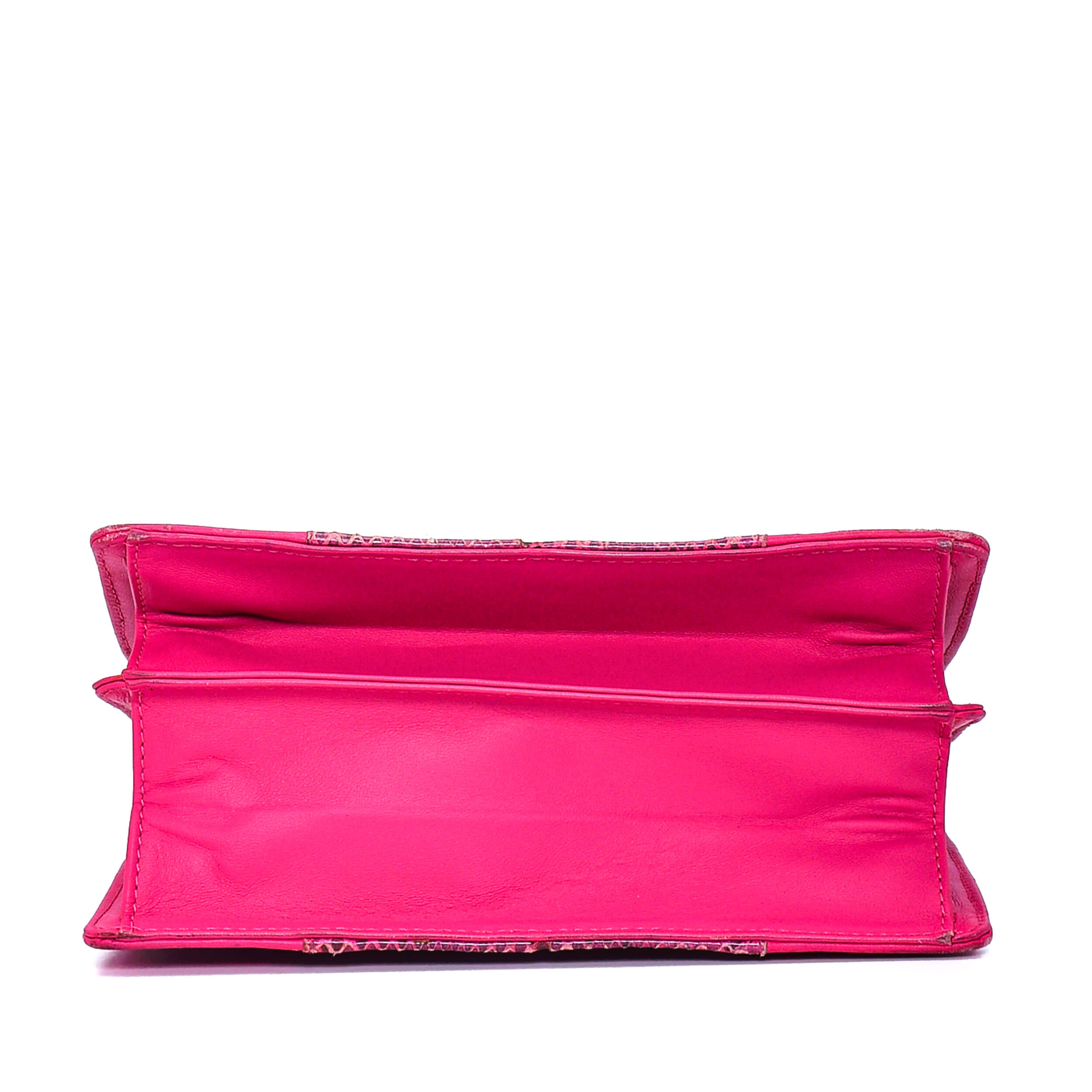 Bottega Veneta -  Pink Intreccıato Leather & Exotic Leather Mini Top Handle Bag 